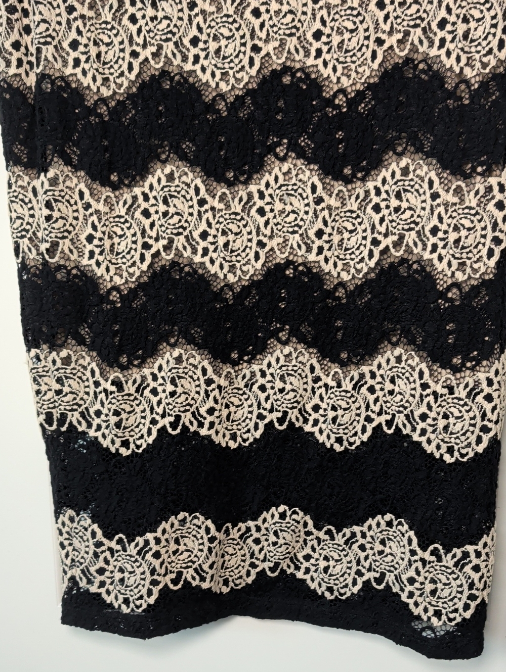 Soprano Black and Cream Lace Stripe Pencil Skirt - Picture 6 of 6